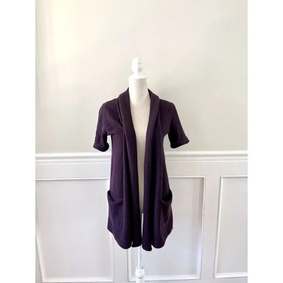 Babaton Cashmere Blend Short Sleeve Open Cardigan S Purple - Picture 1 of 5